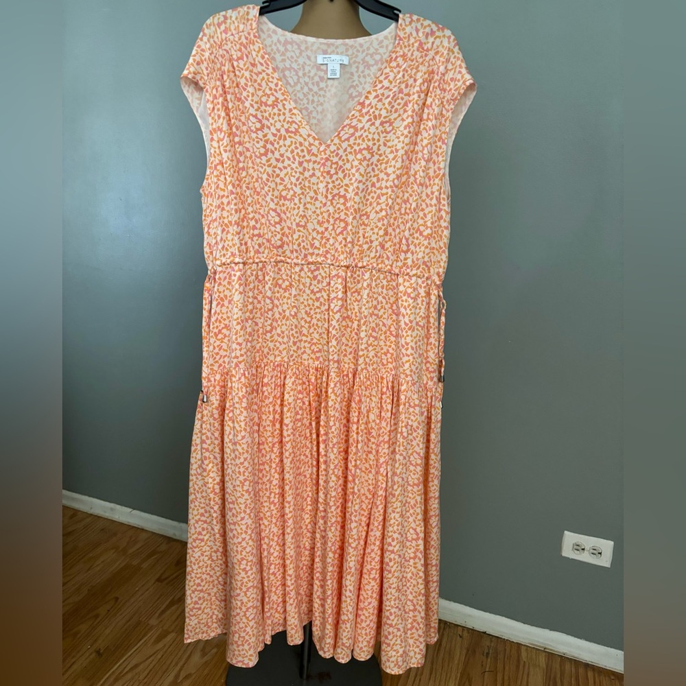 Nordstrom Signature Silk Floral Spring Midi Dress Pockets Lined Large